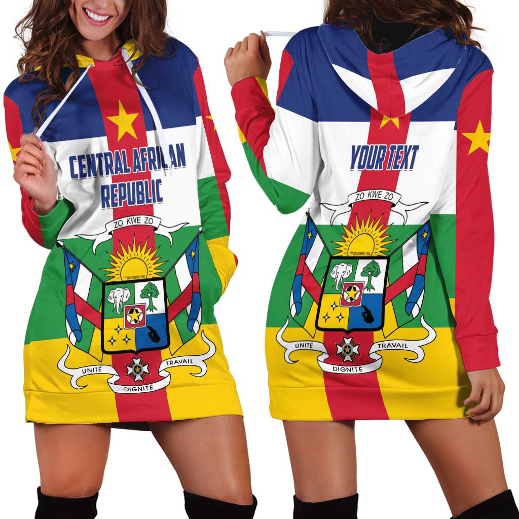 Personalized Central African Republic Hoodie Dress Zo Kwe Zo Flag Style - Wonder Print Shop