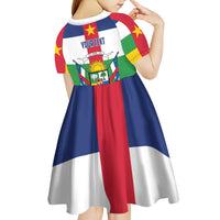 Personalized Central African Republic Kid Short Sleeve Dress Zo Kwe Zo Flag Style - Wonder Print Shop