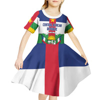 Personalized Central African Republic Kid Short Sleeve Dress Zo Kwe Zo Flag Style - Wonder Print Shop