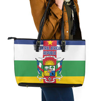 Central African Republic Leather Tote Bag Zo Kwe Zo Flag Style - Wonder Print Shop