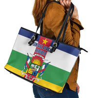 Central African Republic Leather Tote Bag Zo Kwe Zo Flag Style - Wonder Print Shop