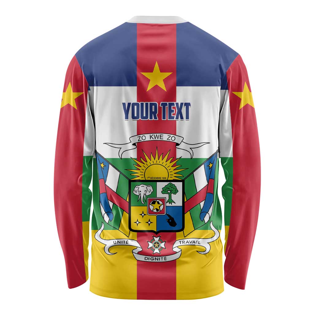 Personalized Central African Republic Long Sleeve Shirt Zo Kwe Zo Flag Style - Wonder Print Shop