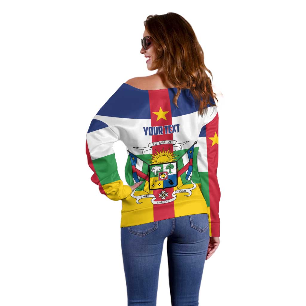 Personalized Central African Republic Off Shoulder Sweater Zo Kwe Zo Flag Style - Wonder Print Shop