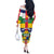 Personalized Central African Republic Off The Shoulder Long Sleeve Dress Zo Kwe Zo Flag Style - Wonder Print Shop