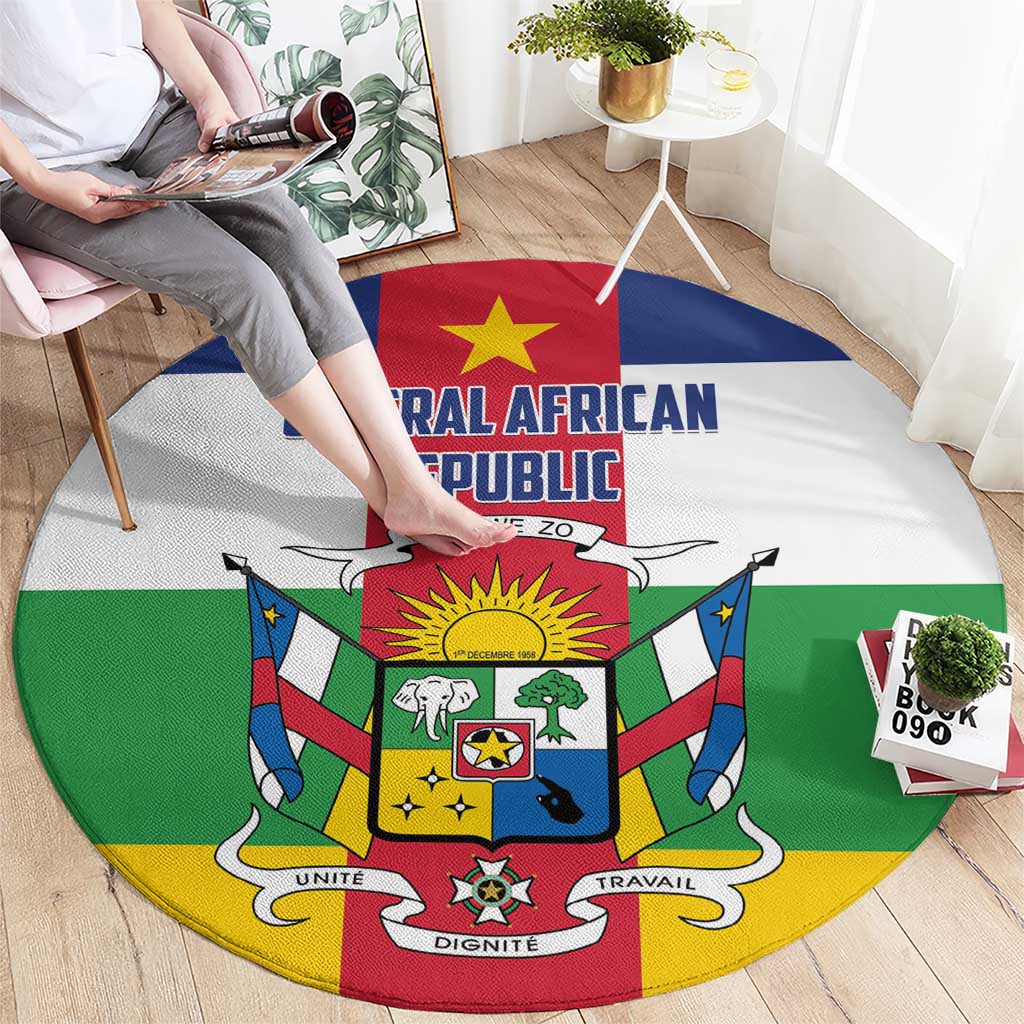 Central African Republic Round Carpet Zo Kwe Zo Flag Style