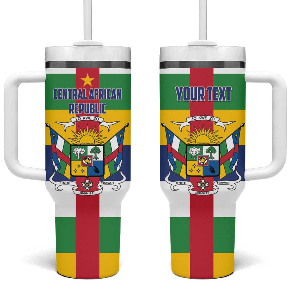 Personalized Central African Republic Tumbler With Handle Zo Kwe Zo Flag  Style