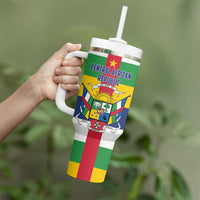 Personalized Central African Republic Tumbler With Handle Zo Kwe Zo Flag Style - Wonder Print Shop
