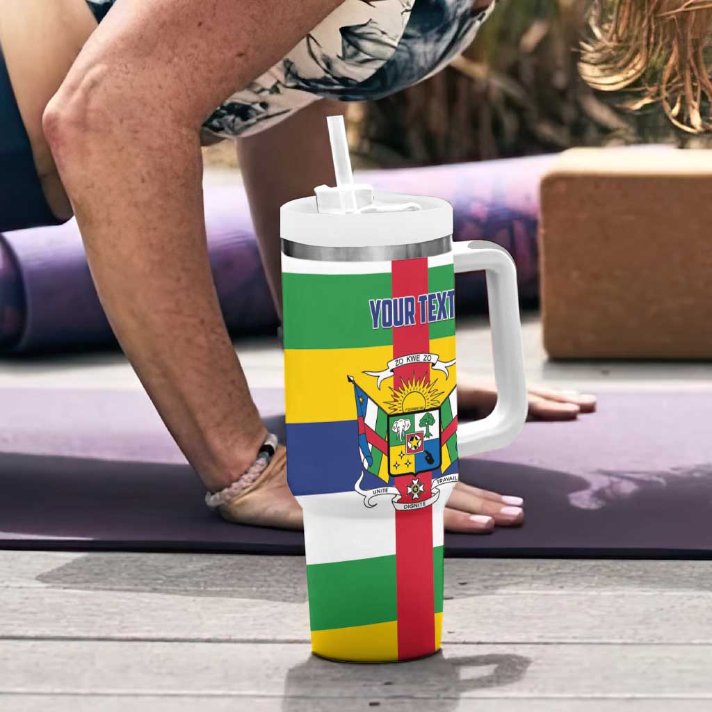 Personalized Central African Republic Tumbler With Handle Zo Kwe Zo Flag Style - Wonder Print Shop