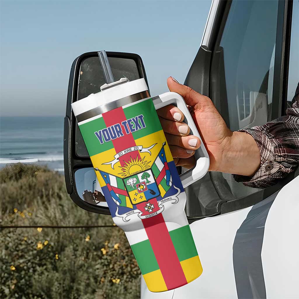 Personalized Central African Republic Tumbler With Handle Zo Kwe Zo Flag Style - Wonder Print Shop