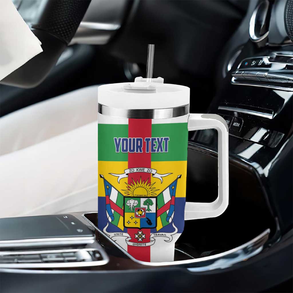 Personalized Central African Republic Tumbler With Handle Zo Kwe Zo Flag Style - Wonder Print Shop
