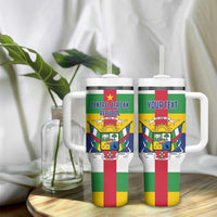 Personalized Central African Republic Tumbler With Handle Zo Kwe Zo Flag Style - Wonder Print Shop