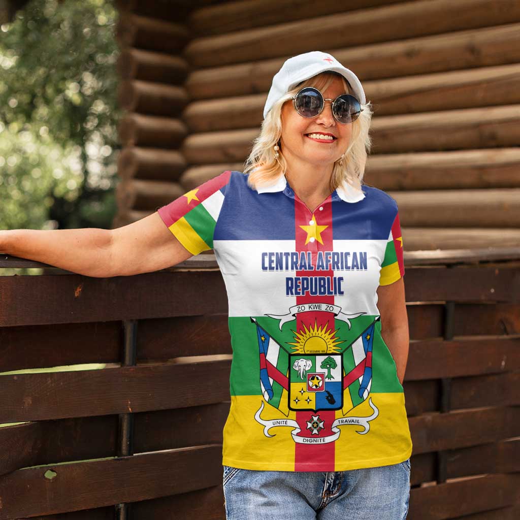 Personalized Central African Republic Women Polo Shirt Zo Kwe Zo Flag Style - Wonder Print Shop