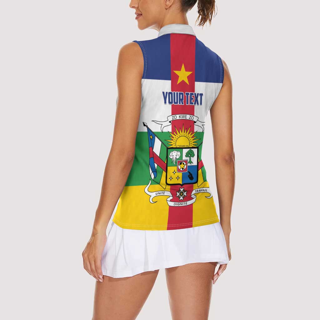 Personalized Central African Republic Women Sleeveless Polo Shirt Zo Kwe Zo Flag Style - Wonder Print Shop