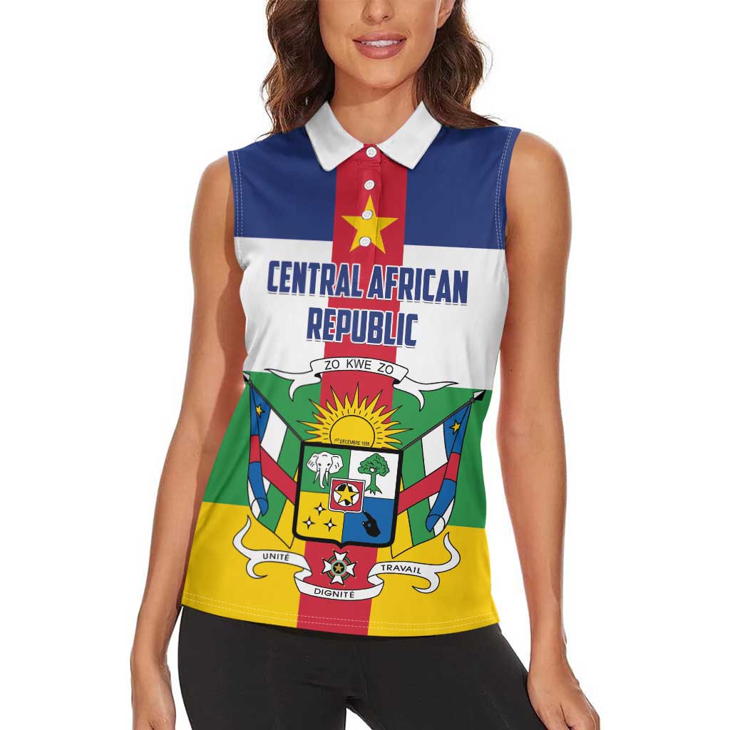 Personalized Central African Republic Women Sleeveless Polo Shirt Zo Kwe Zo Flag Style - Wonder Print Shop