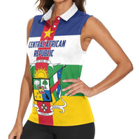 Personalized Central African Republic Women Sleeveless Polo Shirt Zo Kwe Zo Flag Style - Wonder Print Shop