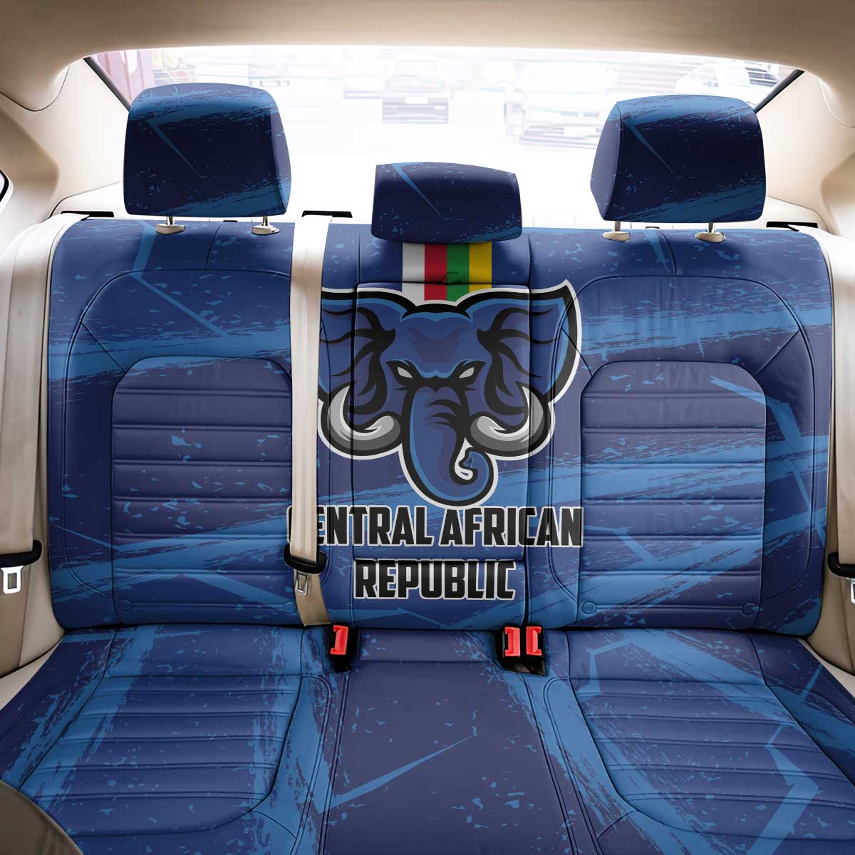 Central African Republic Football Back Car Seat Cover Go Les Fauves - Wonder Print Shop