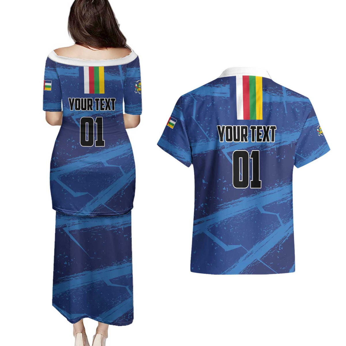 Custom Central African Republic Football Couples Matching Puletasi and Hawaiian Shirt Go Les Fauves - Wonder Print Shop