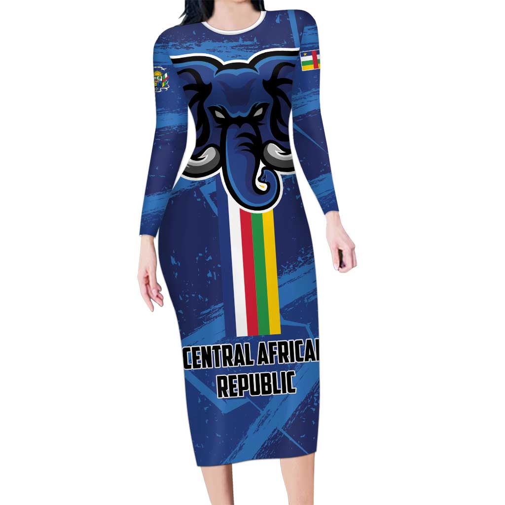 Custom Central African Republic Football Family Matching Long Sleeve Bodycon Dress and Hawaiian Shirt Go Les Fauves - Wonder Print Shop