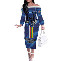 Custom Central African Republic Football Family Matching Off The Shoulder Long Sleeve Dress and Hawaiian Shirt Go Les Fauves - Wonder Print Shop