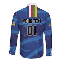 Custom Central African Republic Football Long Sleeve Button Shirt Go Les Fauves - Wonder Print Shop