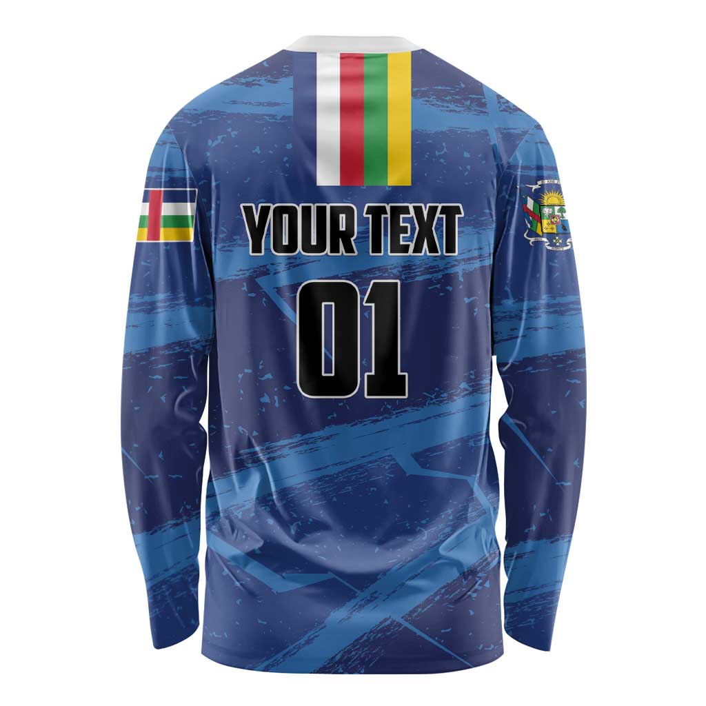 Custom Central African Republic Football Long Sleeve Shirt Go Les Fauves - Wonder Print Shop