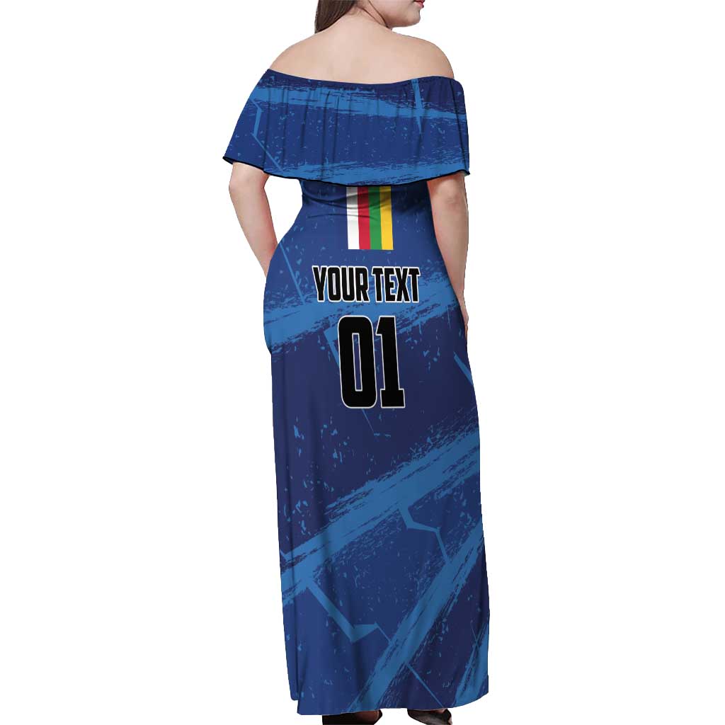 Custom Central African Republic Football Off Shoulder Maxi Dress Go Les Fauves - Wonder Print Shop