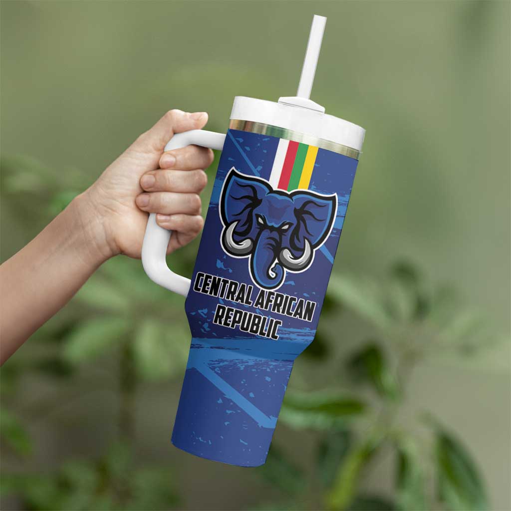 Custom Central African Republic Football Tumbler With Handle Go Les Fauves - Wonder Print Shop