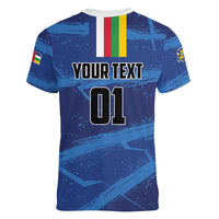 Custom Central African Republic Football Women V-Neck T-Shirt Go Les Fauves - Wonder Print Shop