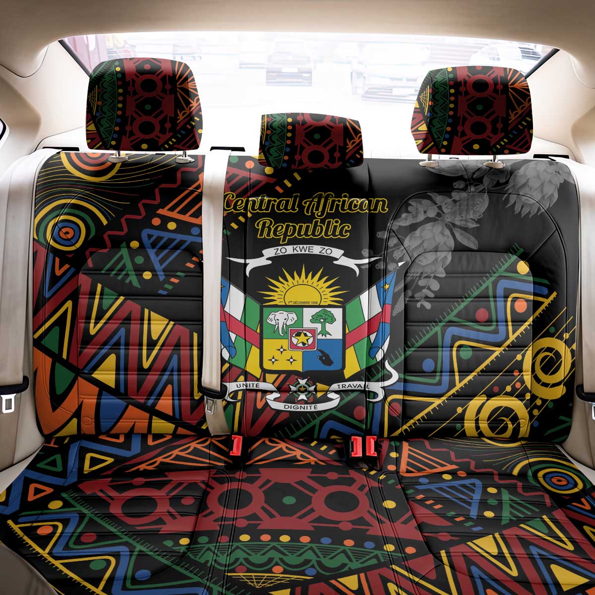 Central African Republic Back Car Seat Cover Protea African Pattern - Wonder Print Shop