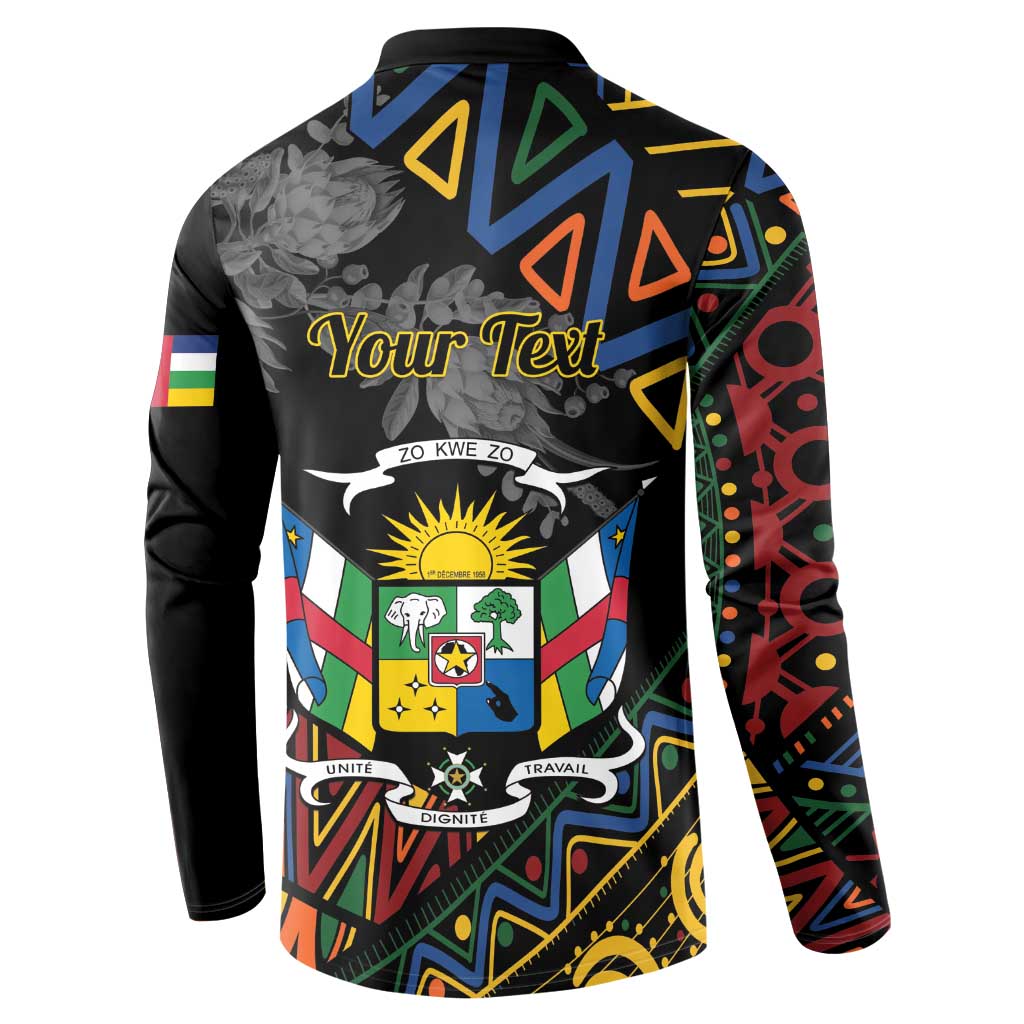 Personalized Central African Republic Button Sweatshirt Protea African Pattern - Wonder Print Shop