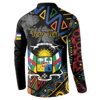 Personalized Central African Republic Button Sweatshirt Protea African Pattern - Wonder Print Shop