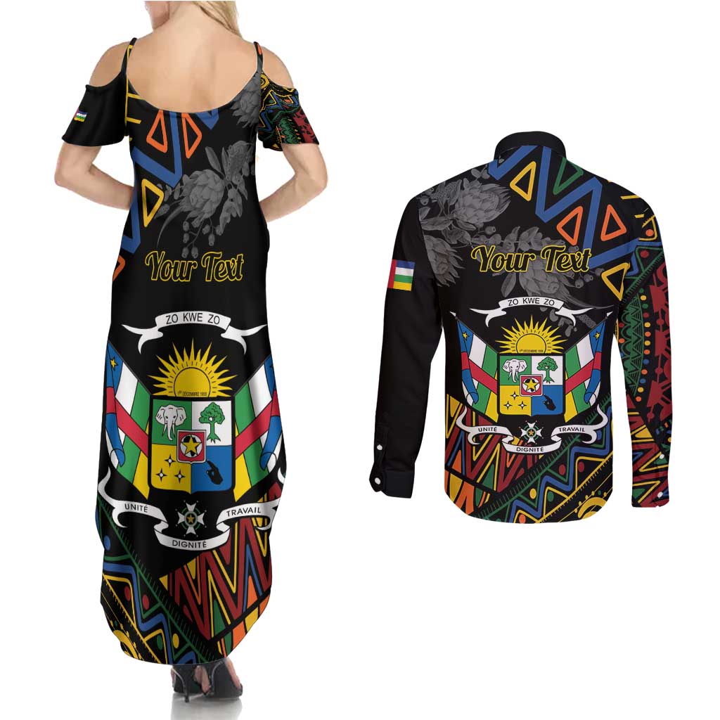 Personalized Central African Republic Couples Matching Summer Maxi Dress and Long Sleeve Button Shirt Protea African Pattern - Wonder Print Shop