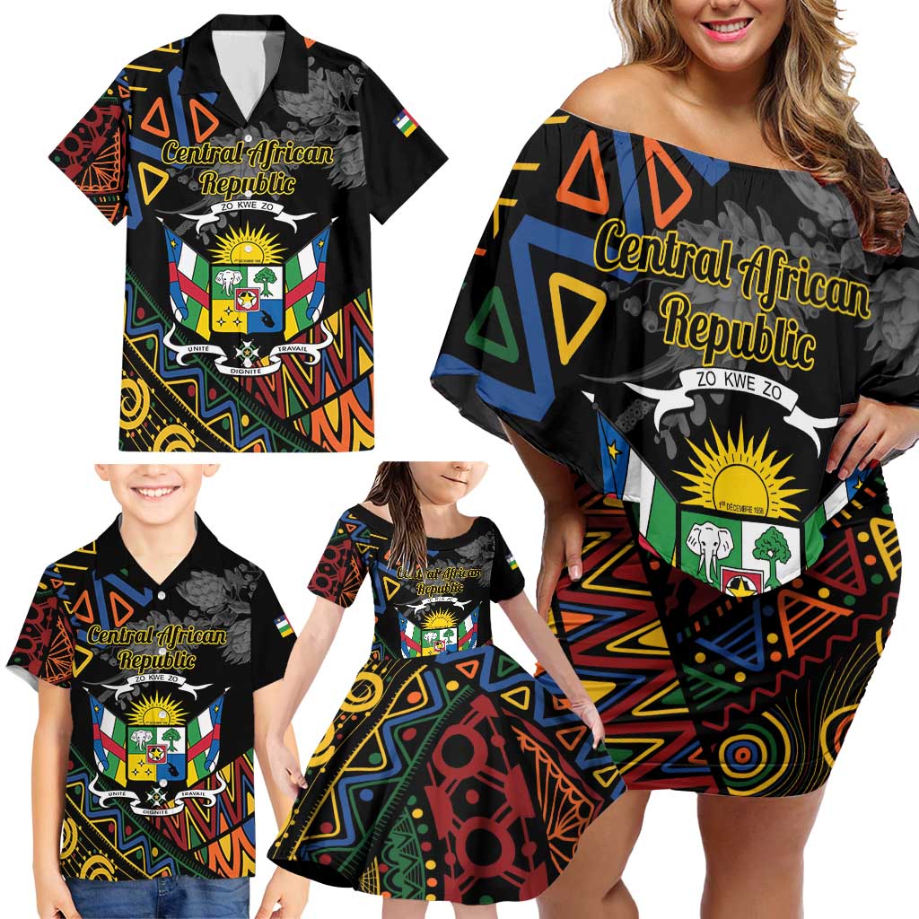 Personalized Central African Republic Family Matching Off Shoulder Short Dress and Hawaiian Shirt Protea African Pattern - Wonder Print Shop