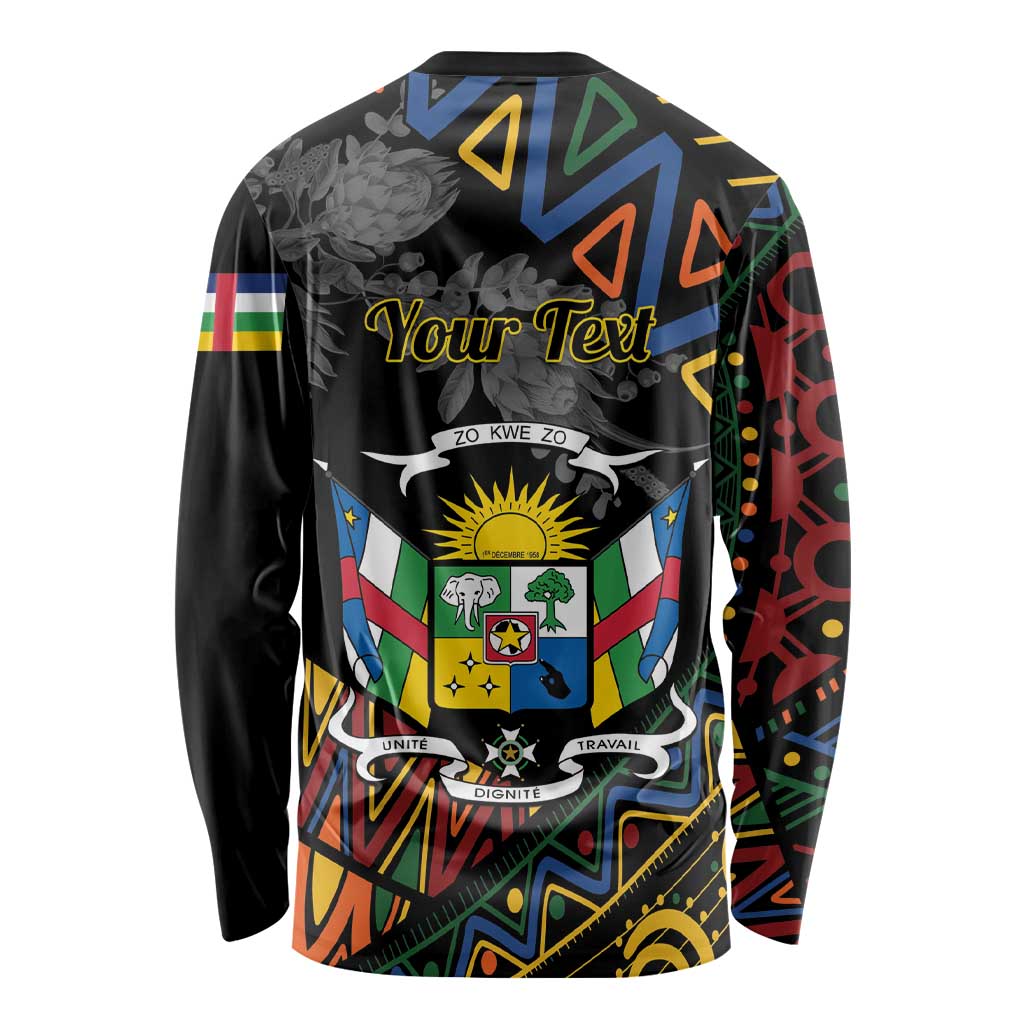 Personalized Central African Republic Long Sleeve Shirt Protea African Pattern - Wonder Print Shop