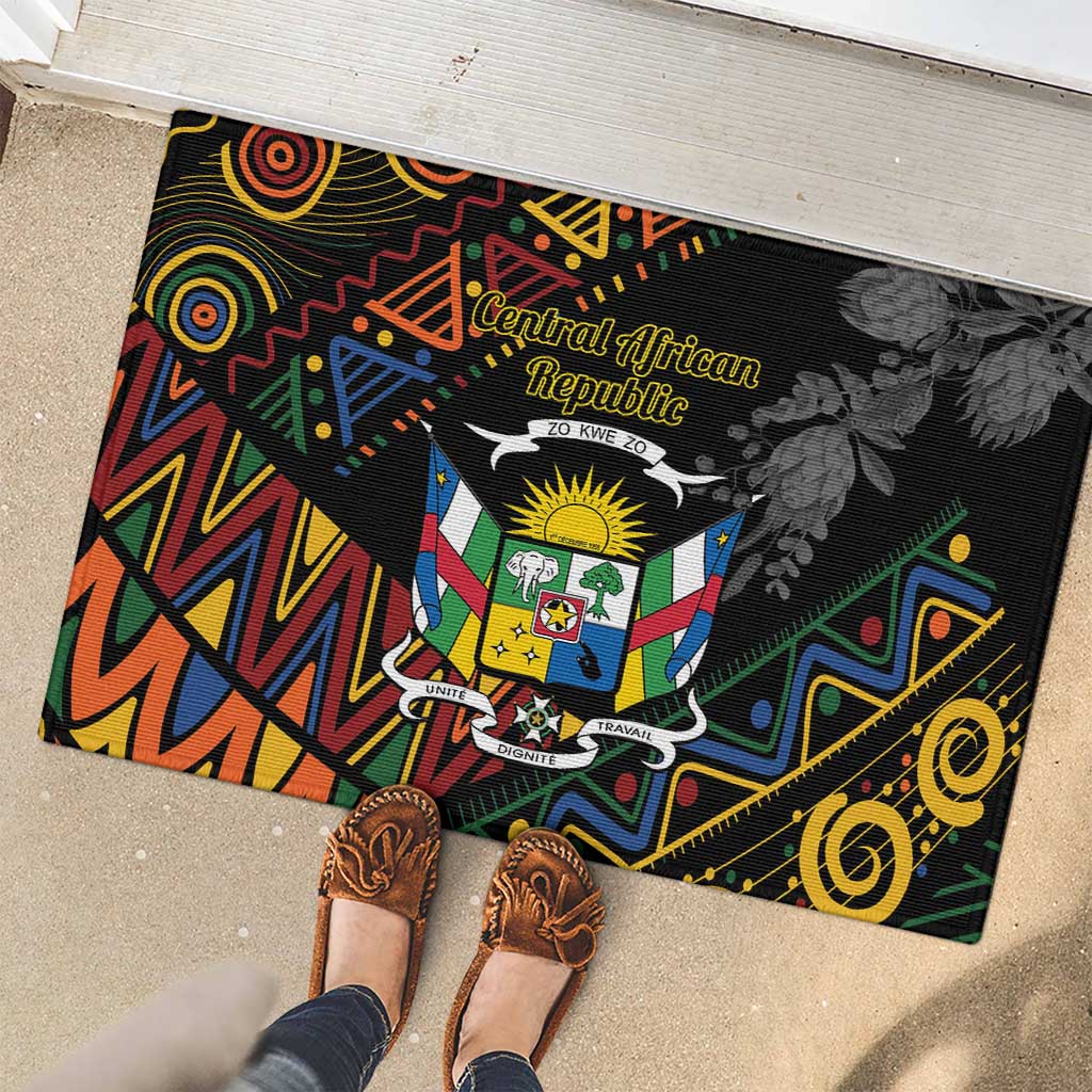 Central African Republic Rubber Doormat Protea African Pattern - Wonder Print Shop