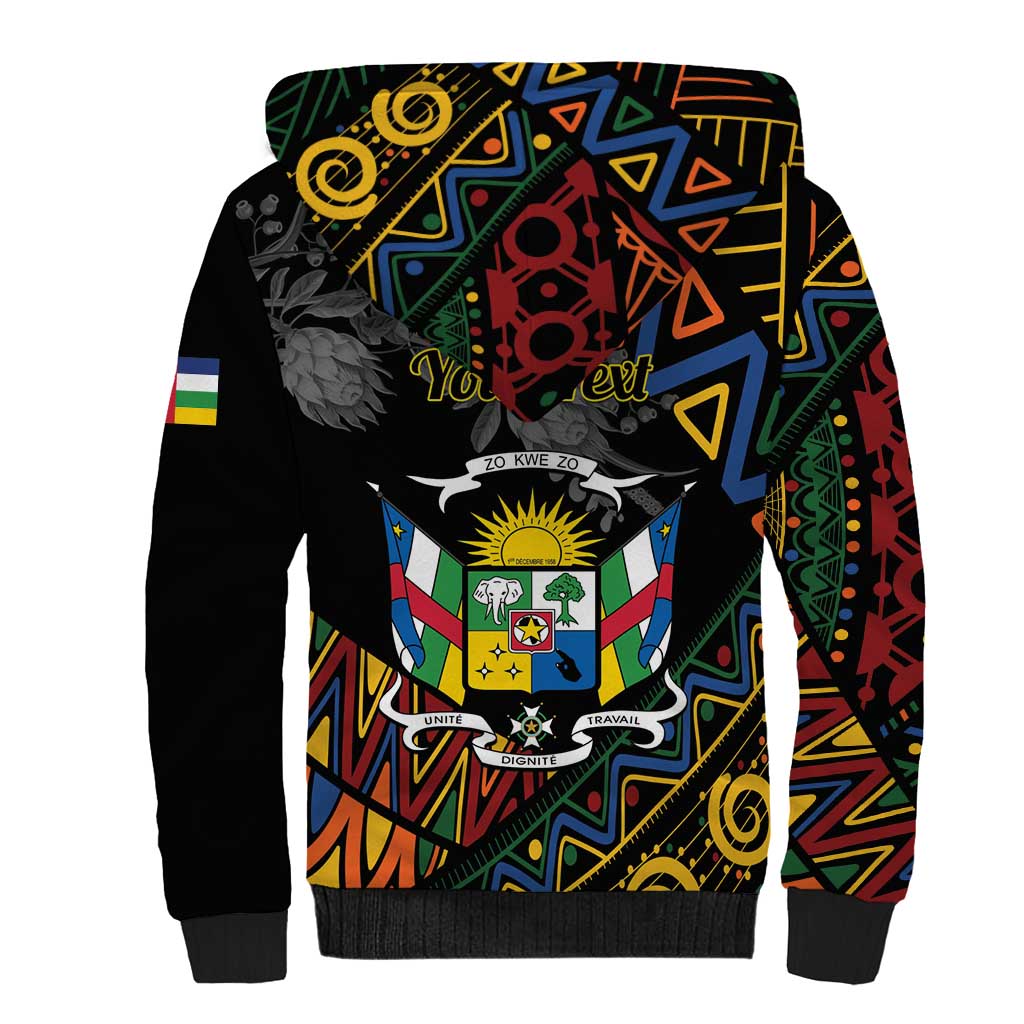 Personalized Central African Republic Sherpa Hoodie Protea African Pattern - Wonder Print Shop