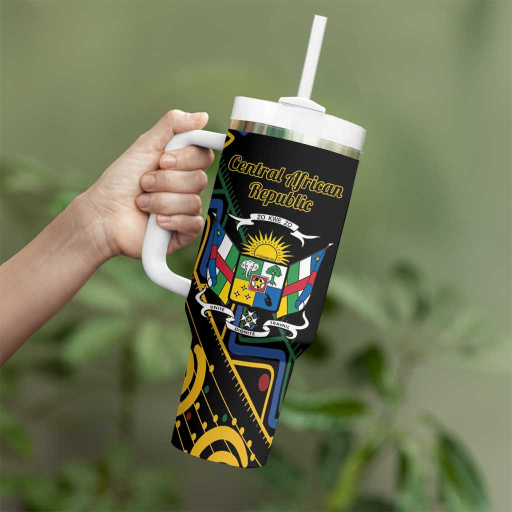 Personalized Central African Republic Tumbler With Handle Protea African Pattern - Wonder Print Shop