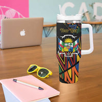 Personalized Central African Republic Tumbler With Handle Protea African Pattern - Wonder Print Shop
