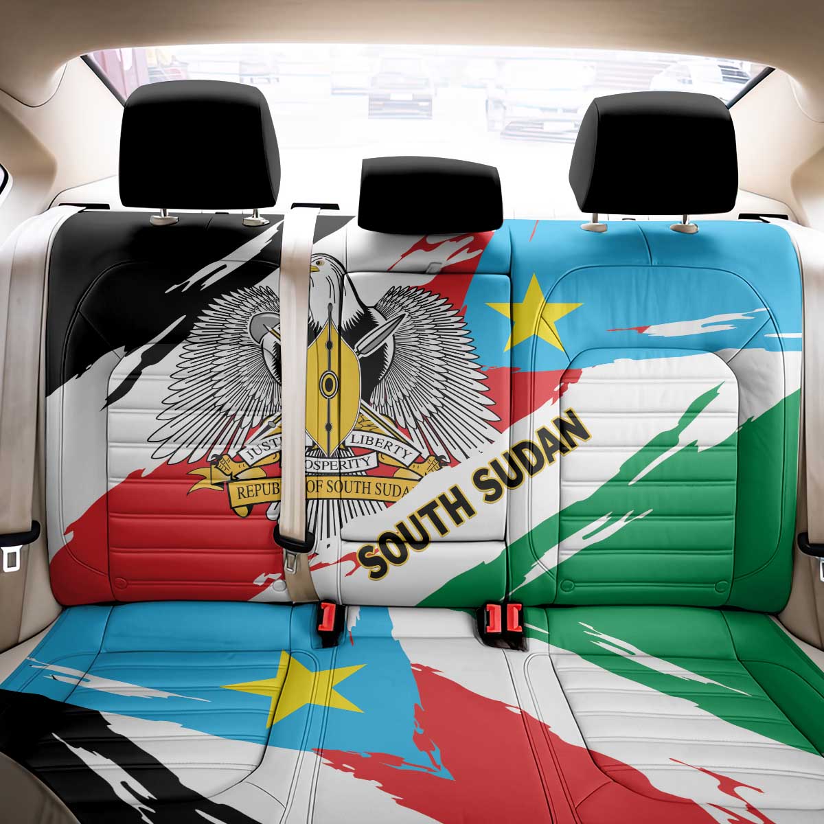 South Sudan Back Car Seat Cover Grunge Flag Style - Wonder Print Shop