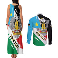 Personalized South Sudan Couples Matching Tank Maxi Dress and Long Sleeve Button Shirt Grunge Flag Style - Wonder Print Shop
