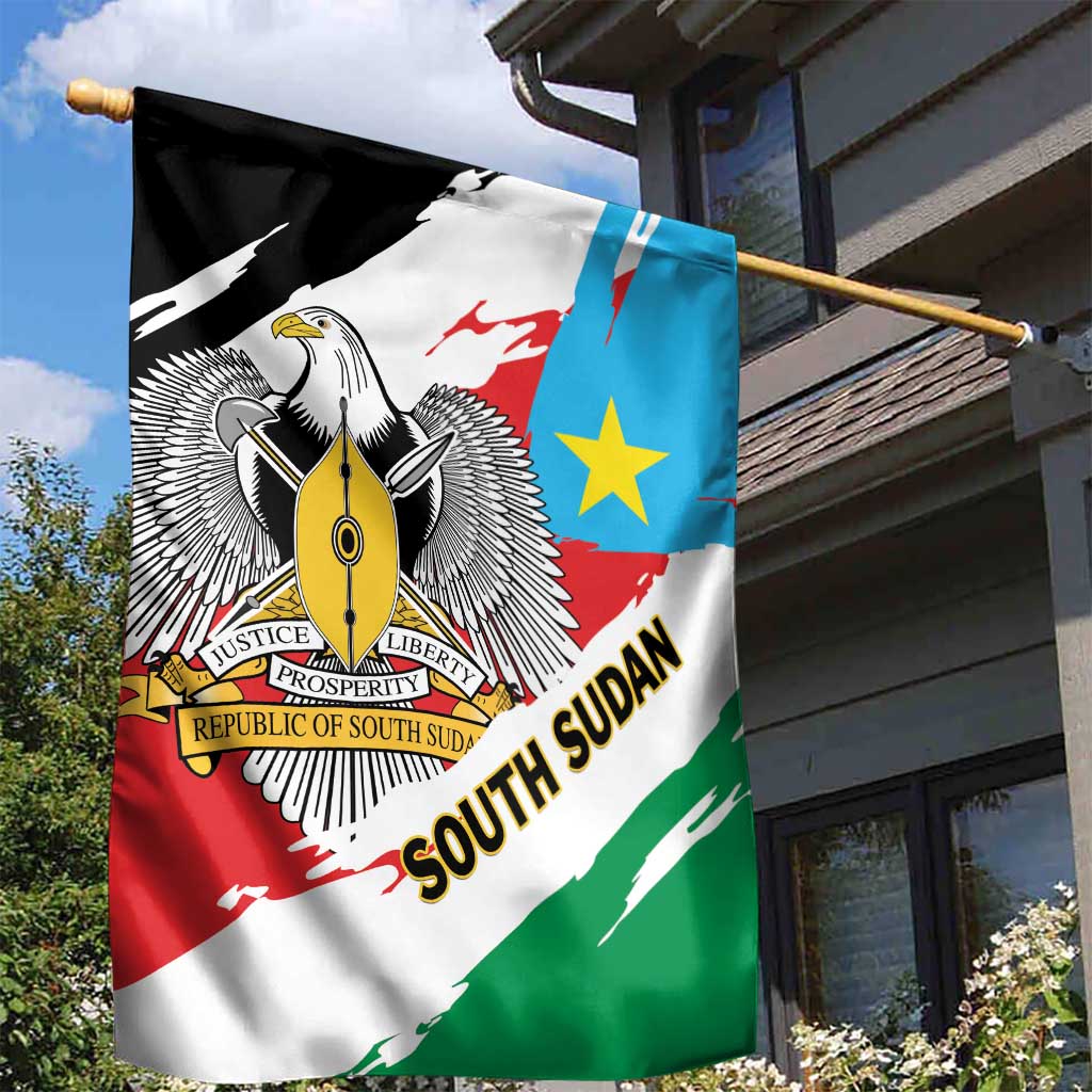 South Sudan Garden Flag Grunge Flag Style - Wonder Print Shop