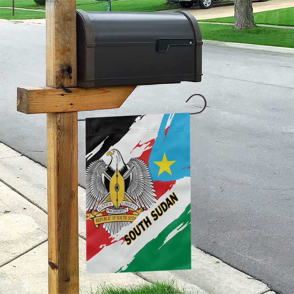 South Sudan Garden Flag Grunge Flag Style - Wonder Print Shop