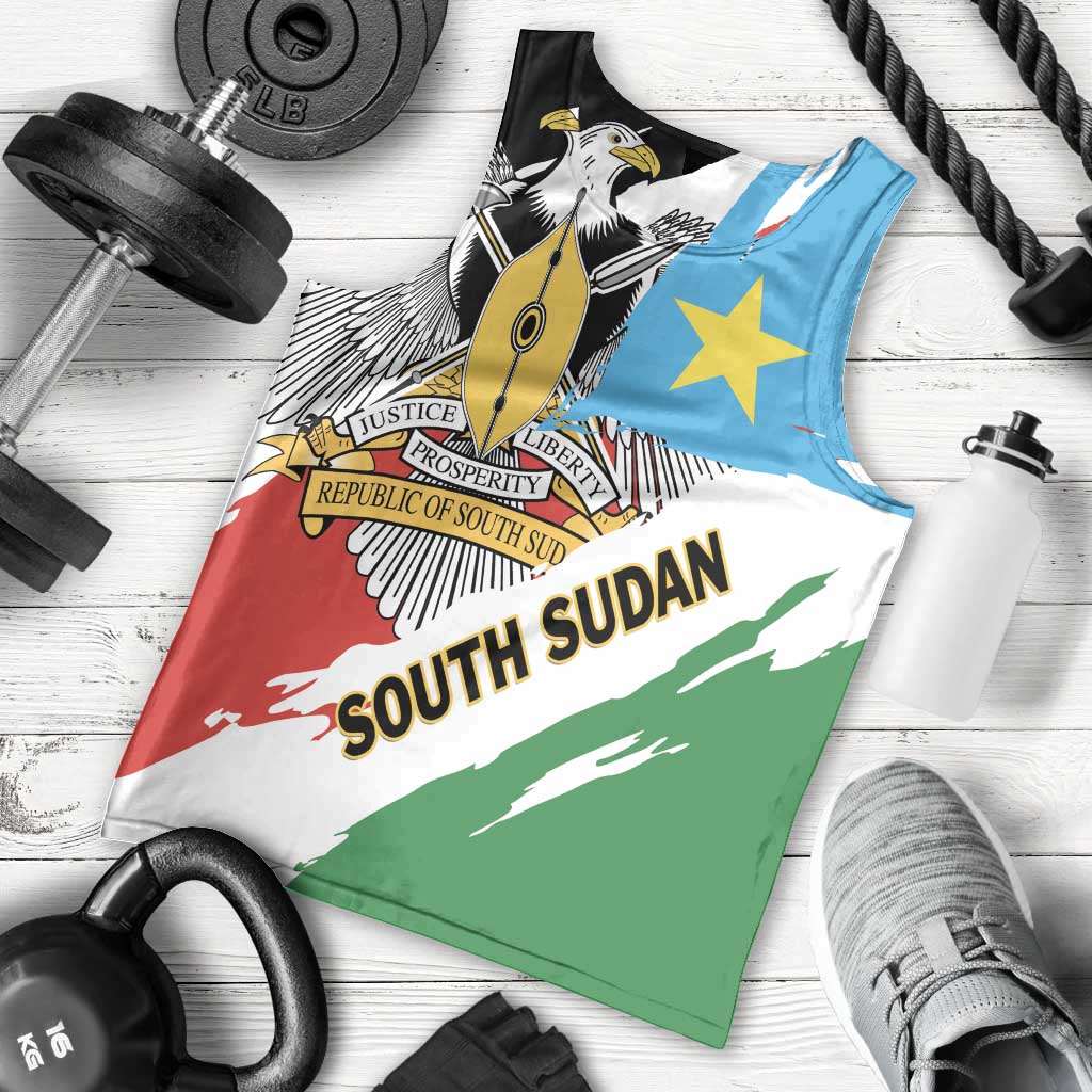 Personalized South Sudan Men Tank Top Grunge Flag Style - Wonder Print Shop