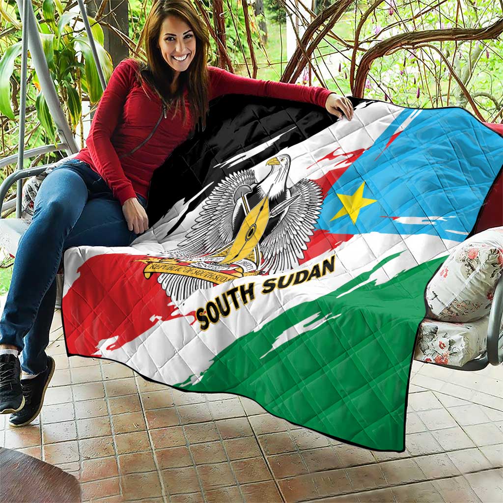 South Sudan Quilt Grunge Flag Style - Wonder Print Shop
