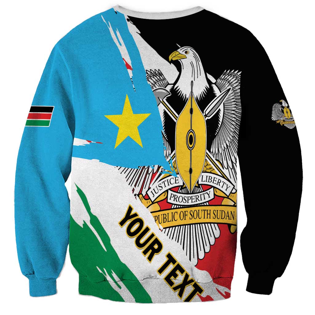 Personalized South Sudan Sweatshirt Grunge Flag Style - Wonder Print Shop