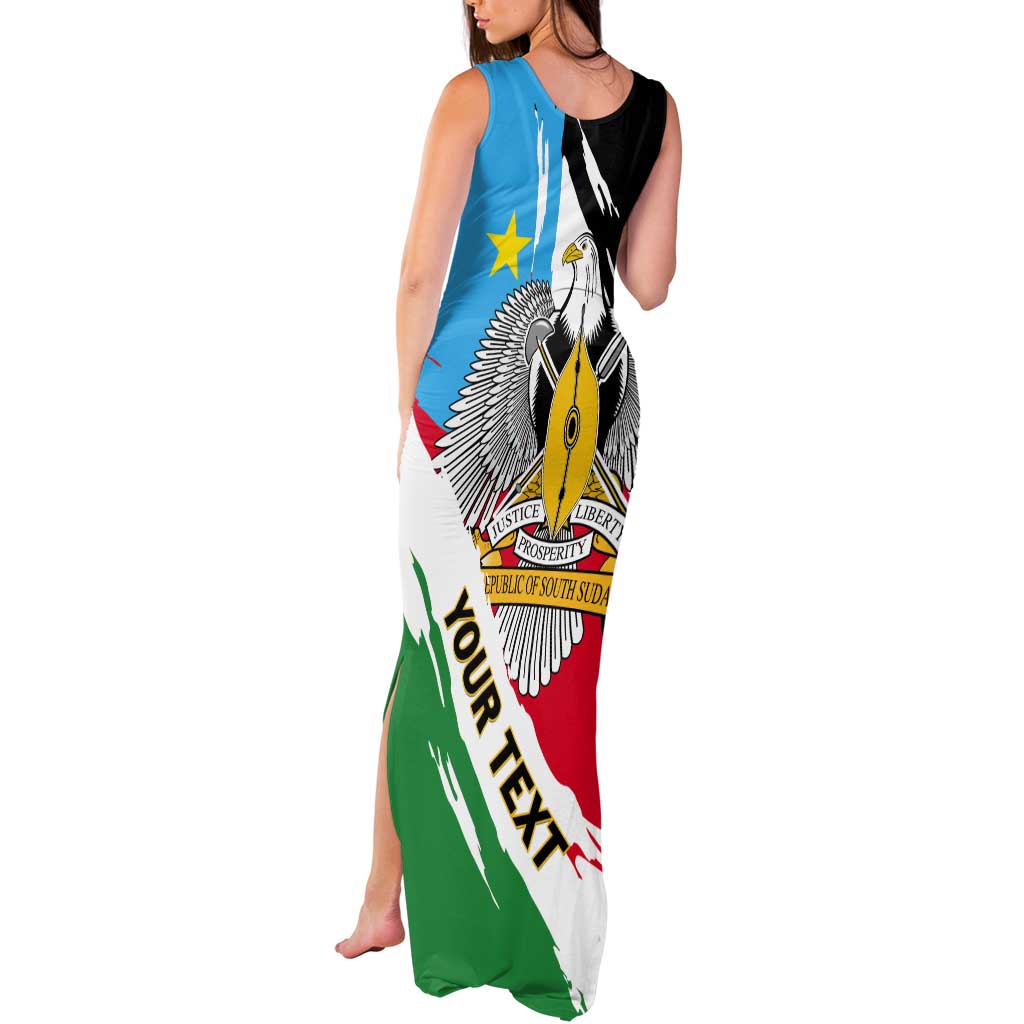 Personalized South Sudan Tank Maxi Dress Grunge Flag Style - Wonder Print Shop