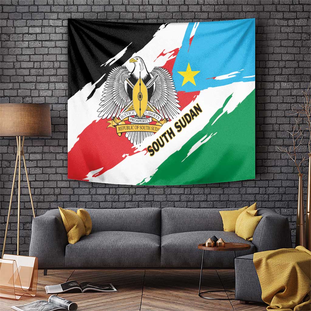 South Sudan Tapestry Grunge Flag Style - Wonder Print Shop