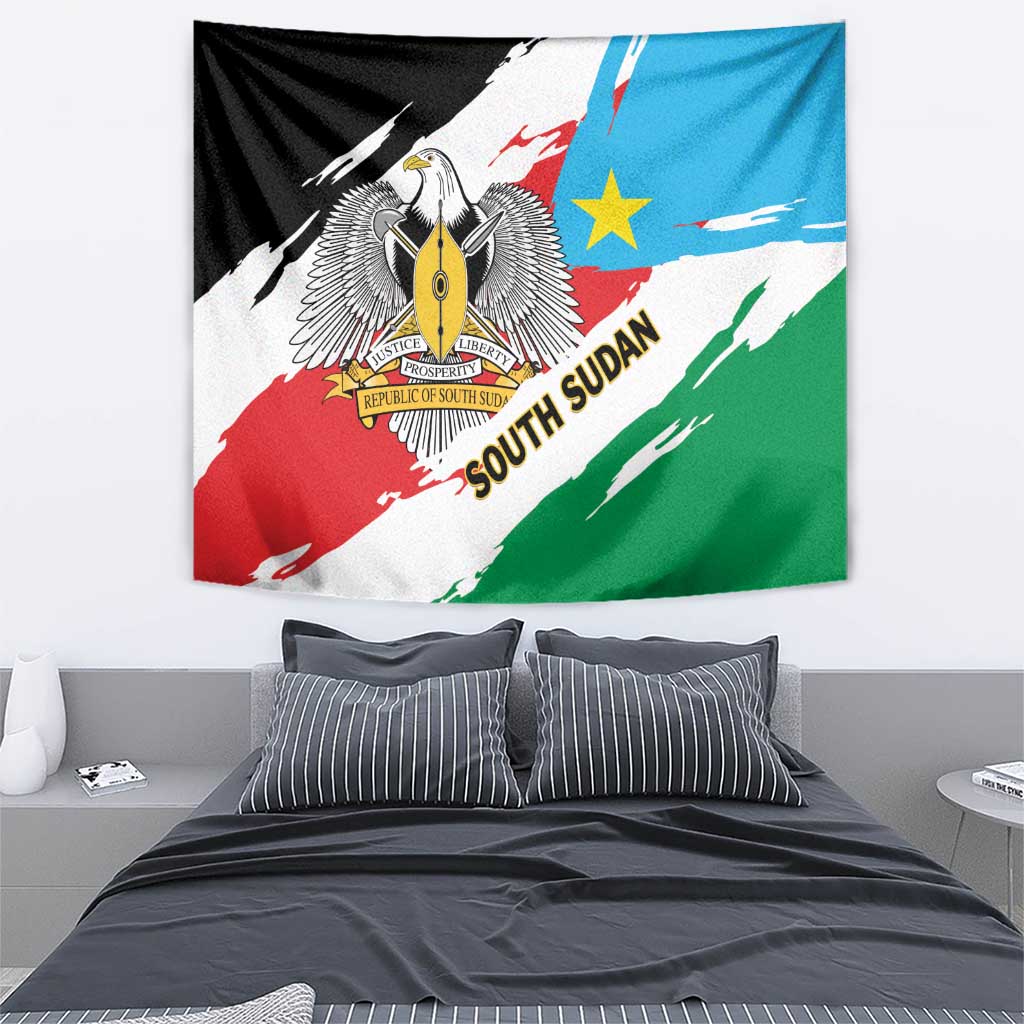 South Sudan Tapestry Grunge Flag Style - Wonder Print Shop