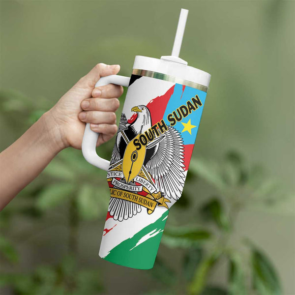 Custom Sudan Football Tumbler With Handle Yalla Falcons of Jediane LT15