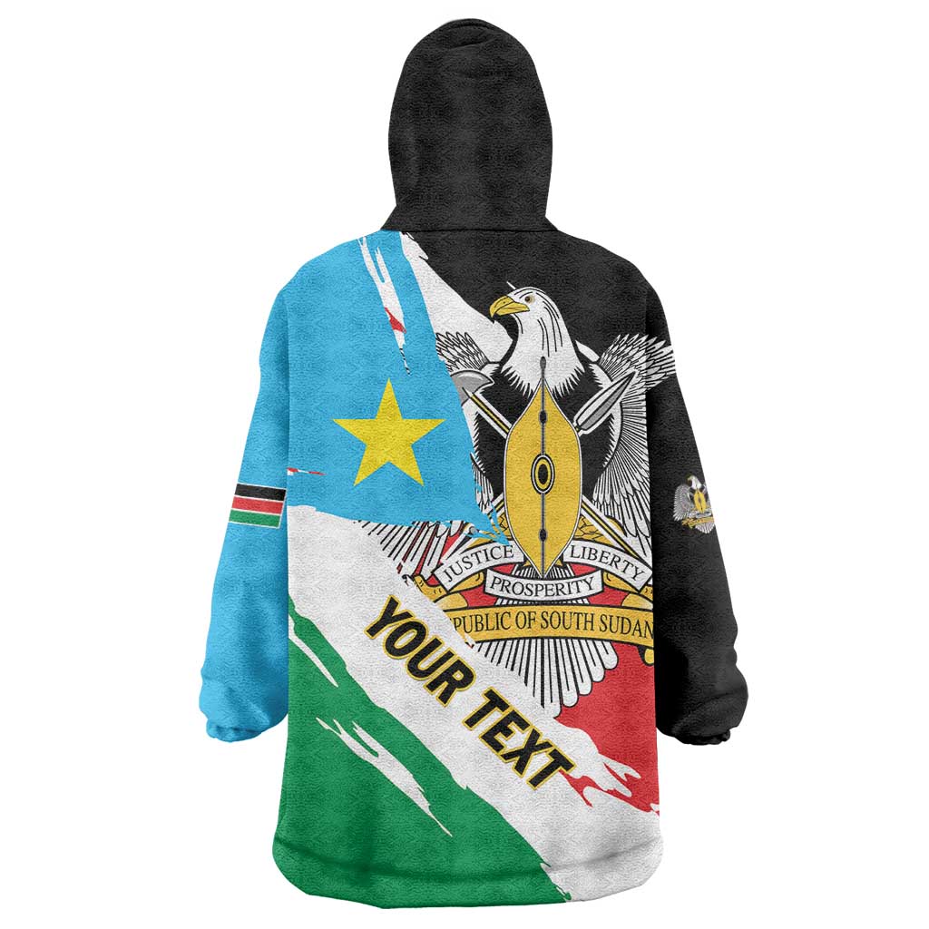 Personalized South Sudan Wearable Blanket Hoodie Grunge Flag Style - Wonder Print Shop